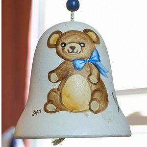 Sandstone Creations Bell with Bear -Christmas Ornament